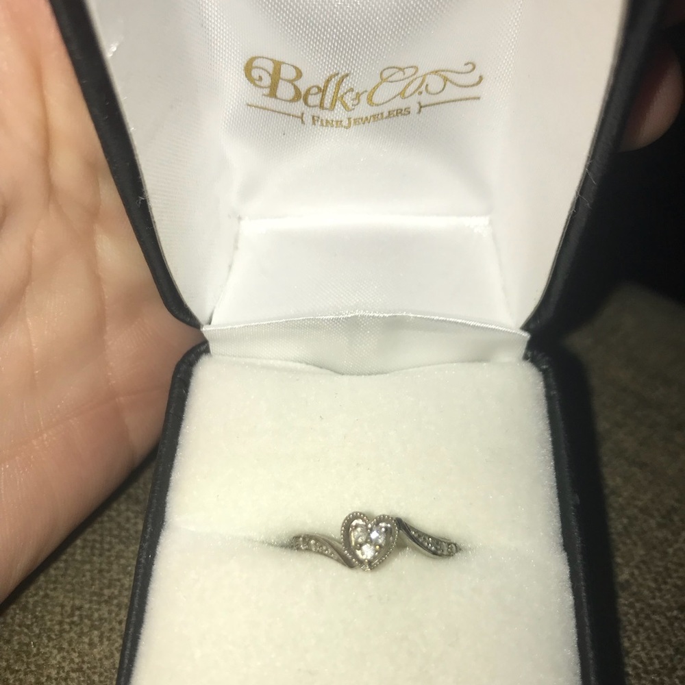 Belk & Co. Diamond Heart Ring, Silver, Size 4.5
